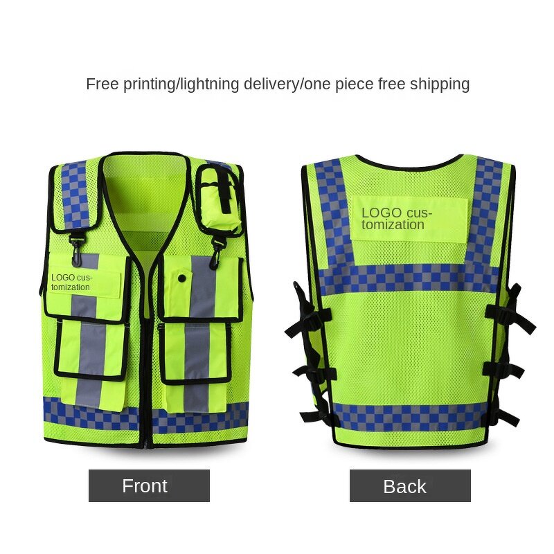 Hi-Vis Reflective Vest - Customizable Logo Fluorescent for Motorcycle Riding & Polyester