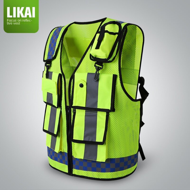 Hi-Vis Reflective Vest - Customizable Logo Fluorescent for Motorcycle Riding & Polyester