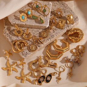 Geometric Hoop Earrings for Women Manufacturer - 18K Gold Plated Stainless Steel Hollow Heart Shaped with Zircon Gifts