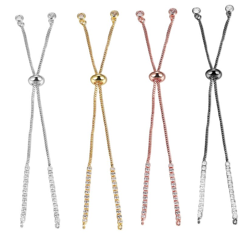 DIY Bracelet Accessories Manufacturer - 18K Gold Plated Pull-Out Half-Finished Box Chain Adjustable with Beads Cord