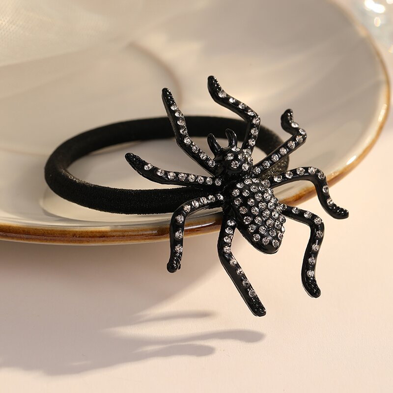 Gothic Hair Accessories Manufacturer - Halloween Personalized Dark Black Alloy Dot Diamond Spider New