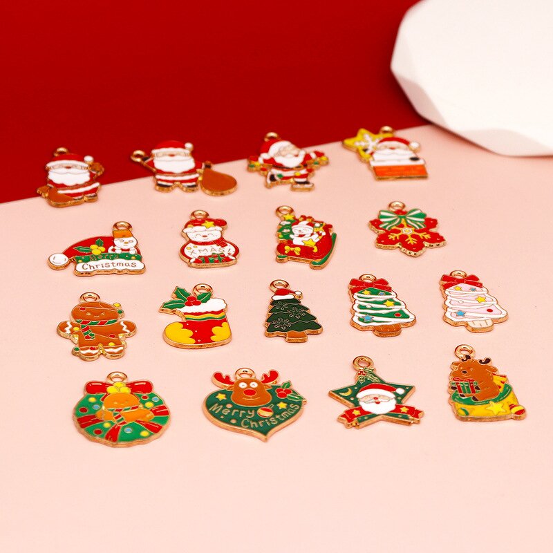Christmas Jewelry Charms Manufacturer - DIY Enamel Santa Claus Christmas Tree Pendants for Necklace & Bracelet