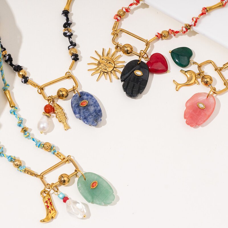 Bohemian Necklace Manufacturer - High-end Colored Ropes Handmade DIY with Natural Stones Beautiful Eyes