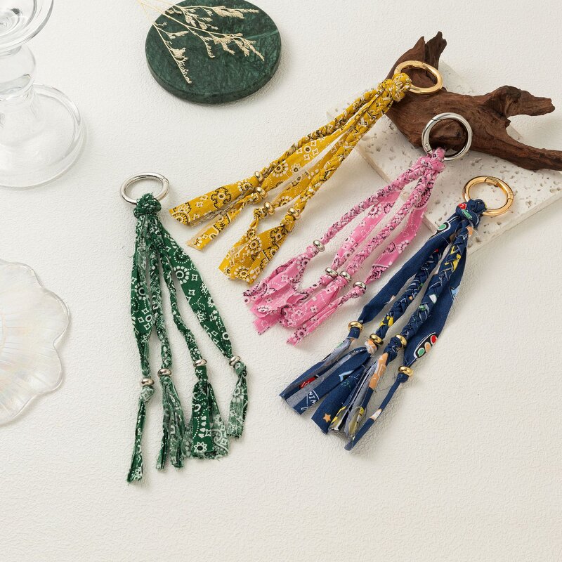 Bag Charms Manufacturer - Creative Styles Cloth Fabric Materials Vintage Colorful String Beads DIY Accessory