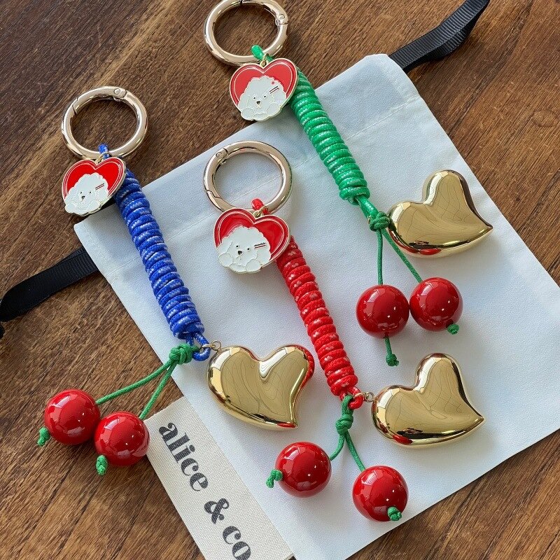 Braided Rope Hand Bags Accessory Manufacturer - Heart Shape Charms Pendant Brass Gold Plated Chain Trendy