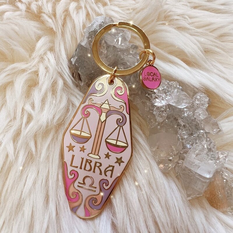 Personalized Zodiac Keyrings Manufacturer - Hard Enamel 70s Motel Horoscope Pendant for Gifts