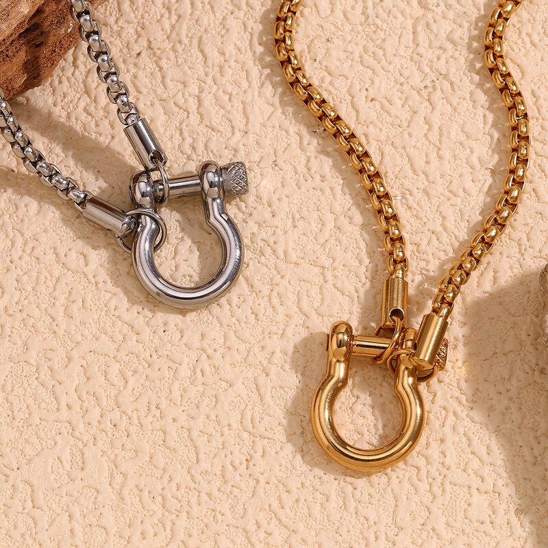 Stainless Steel Necklaces for Women Manufacturer - Tarnish Free Gold Plated Chain Lock Pendant