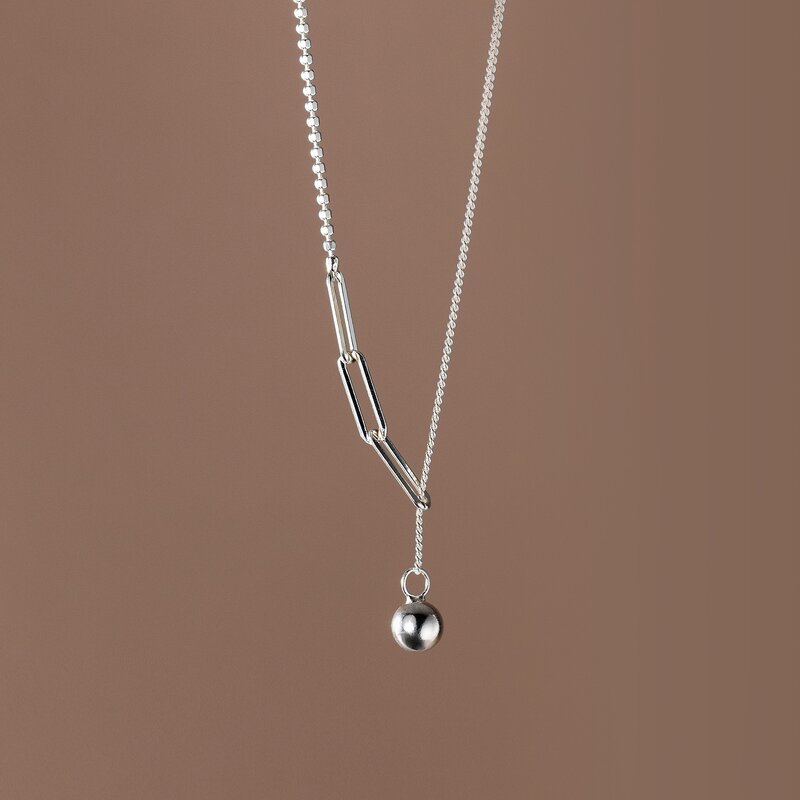 925 Silver Necklaces for Women Manufacturer - Geometric Round Ball Pendant Minimalist Jewelry
