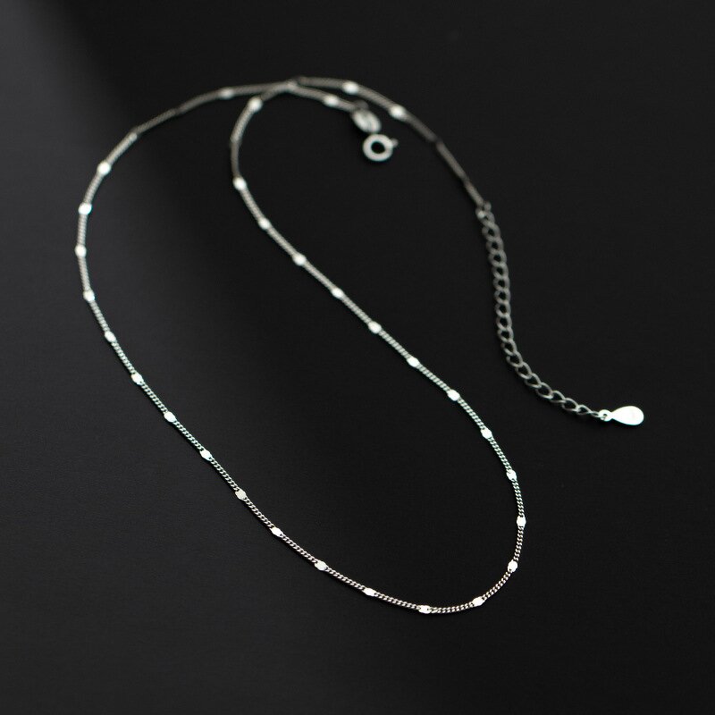 925 Silver Necklace for Women Manufacturer - Side Chain square Piece Collarbone Charming Sweet