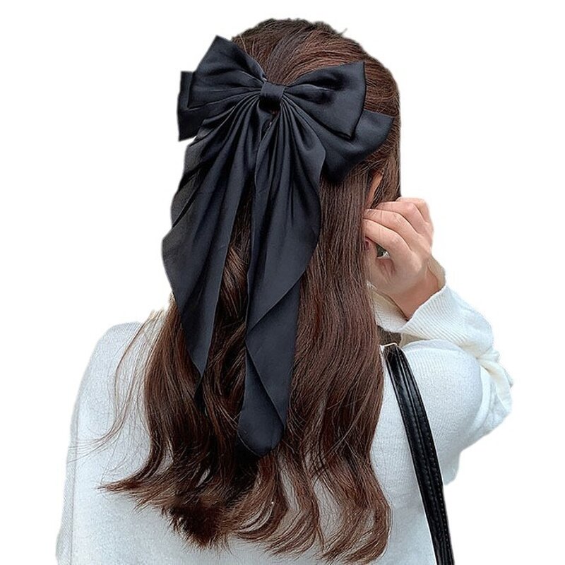 Fashion Hair Clip Manufacturer - Large Red Bowknot Fabric Black Bow Hairpin Girl Wedding Accessories