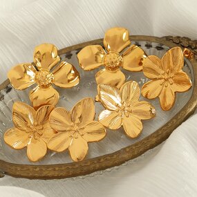 Flower Charm Earrings for Women Manufacturer - Stainless Steel 18K Gold Plated Temperament Fashion Jewelry