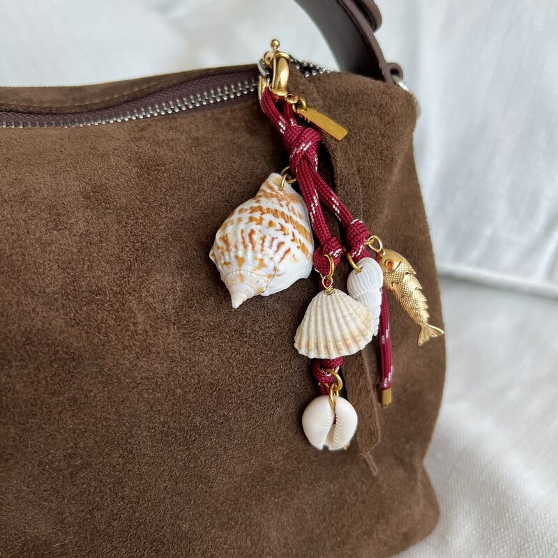 Summer Jewelry Key Chain Manufacturer - Metal Shell Pearl Pendant Cloth Rope Bag Hanging Decorations Ocean Style