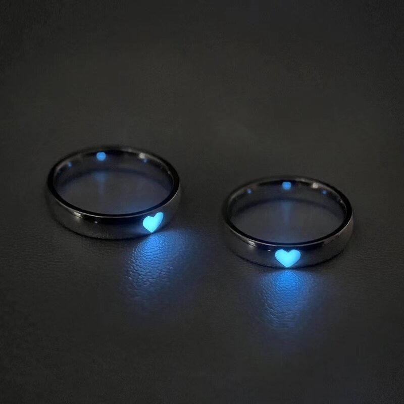Adjustable Couple Rings Manufacturer - Love Heart Luminous Fine Jewelry for Girlfriends Gift