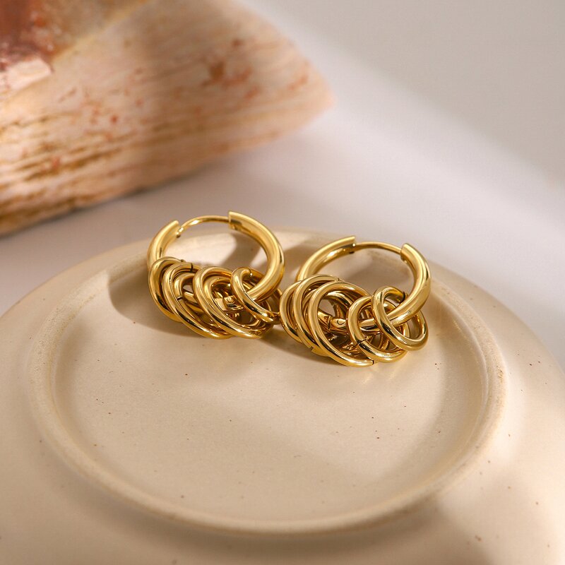 Stainless Steel Hoop Earrings for Women Manufacturer - Hypoallergenic Gold Plated Loop Circle Pendientes Para Mujer