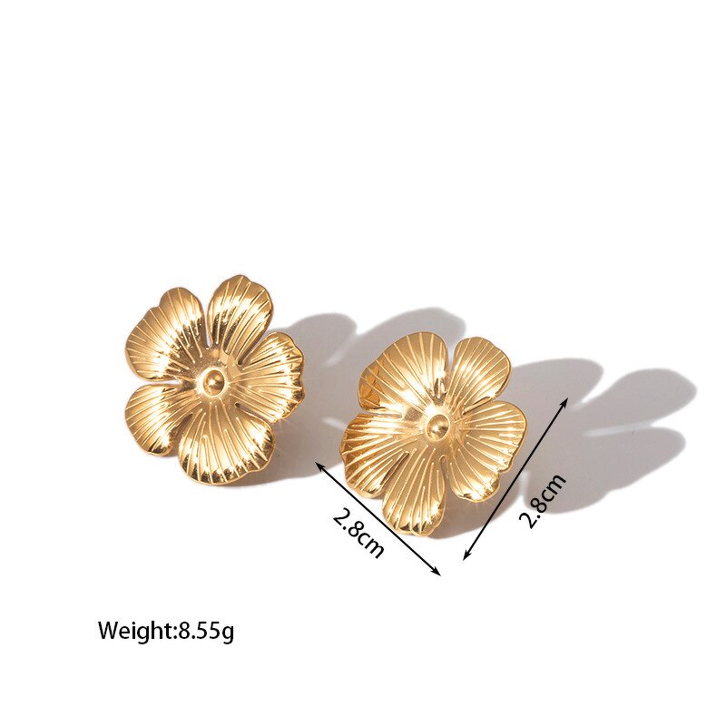 Flower Stud Earrings Set for Women Manufacturer - Stainless Steel Large Trendy Designer Daily Accessories