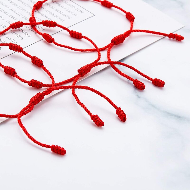 Adjustable Red Braided Bracelet Manufacturer - Seven Knot Hand Woven with Pearl for Prayer & Gift