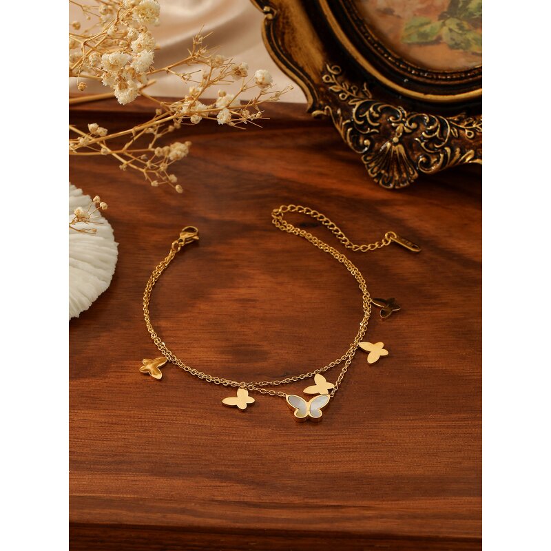 Double-Layer Ankle Chain for Women Manufacturer - Titanium Steel High-End Exquisite Niche Design