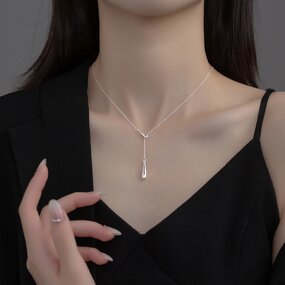 925 Silver Water Drop Necklace for Women Manufacturer - Collarbone Chain Simple Senior Sense Jewelry