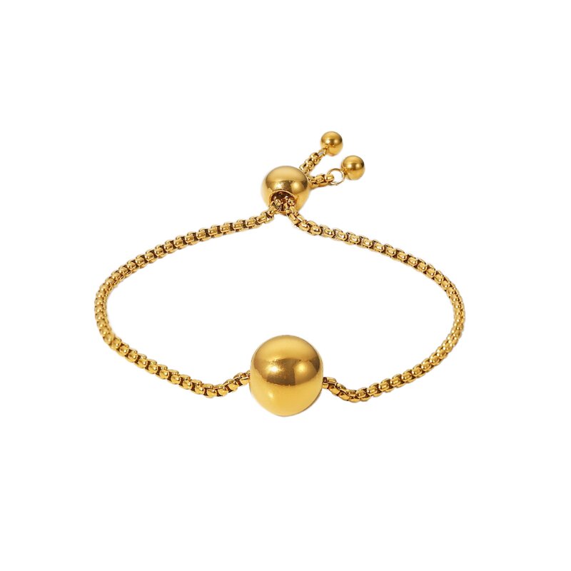 Adjustable Stainless Steel Bracelet for Women Manufacturer - 18K Gold Plated Geometric Trendy Ball Pendant Box Chain