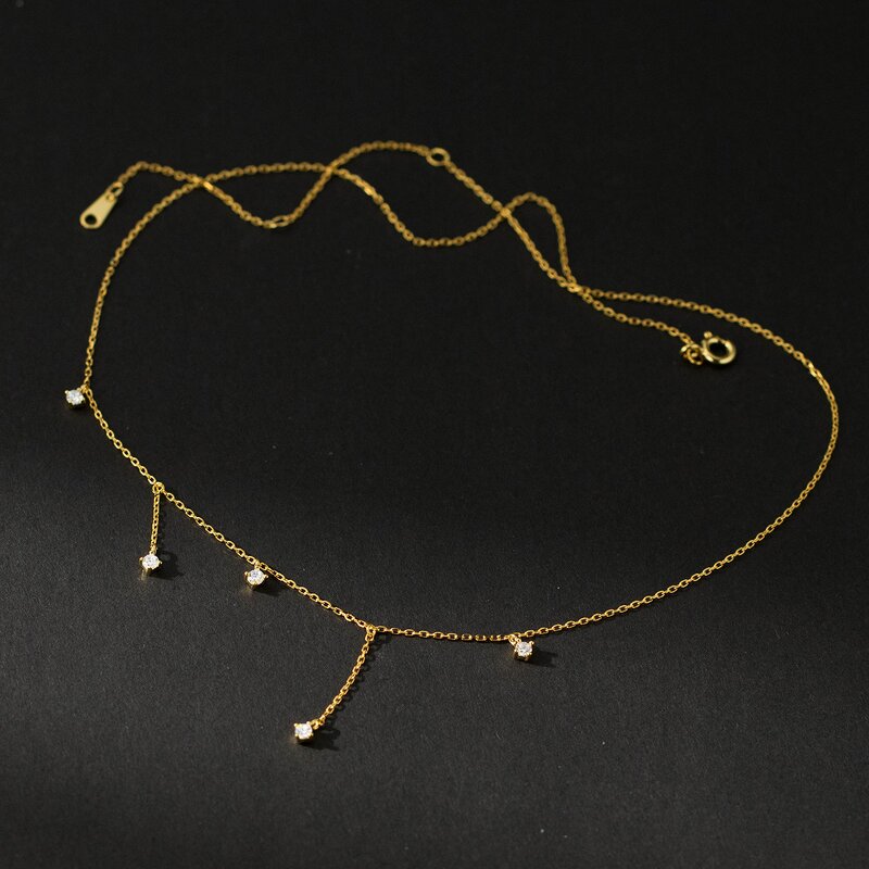 925 Silver Choker Necklace for Women Manufacturer - Zircon Tassel Chain Charm Simple Sweet New Style