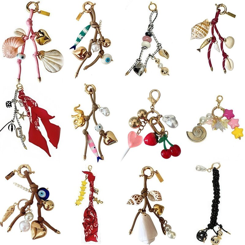 Summer Jewelry Key Chain Manufacturer - Metal Shell Pearl Pendant Cloth Rope Bag Hanging Decorations Ocean Style