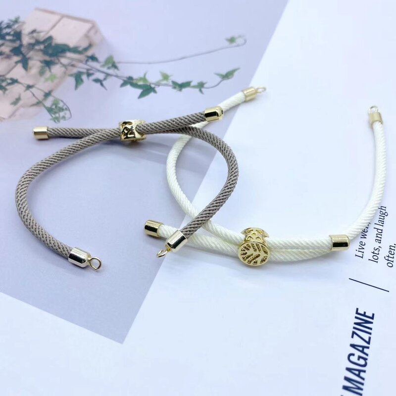 DIY Jewelry Bracelet Manufacturer - 18K Gold Brass Slip Clasp Half-Finished Milan Cord with Nylon Twisted Ropes
