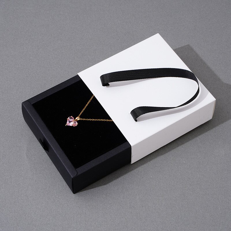 Jewelry Gift Packaging Box Manufacturer - Luxury Handle Drawer Cardboard for Necklace Rings with Bags Customized LOGO