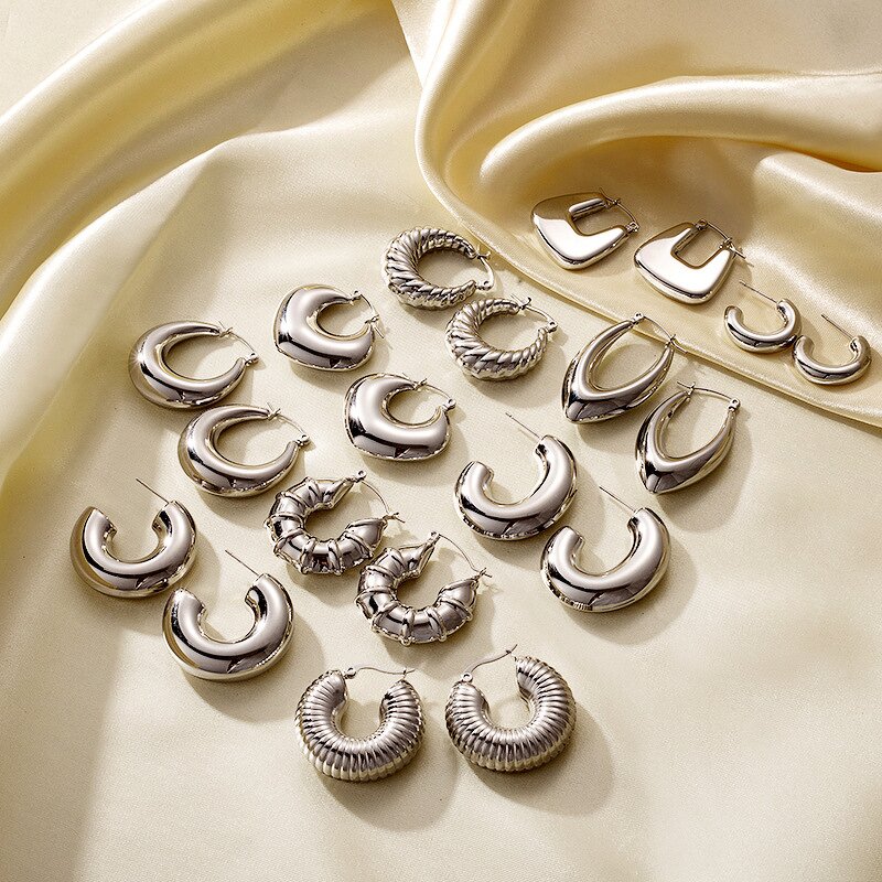 Geometric Hoop Earrings for Women Manufacturer - Stainless Steel Round Popular Selling