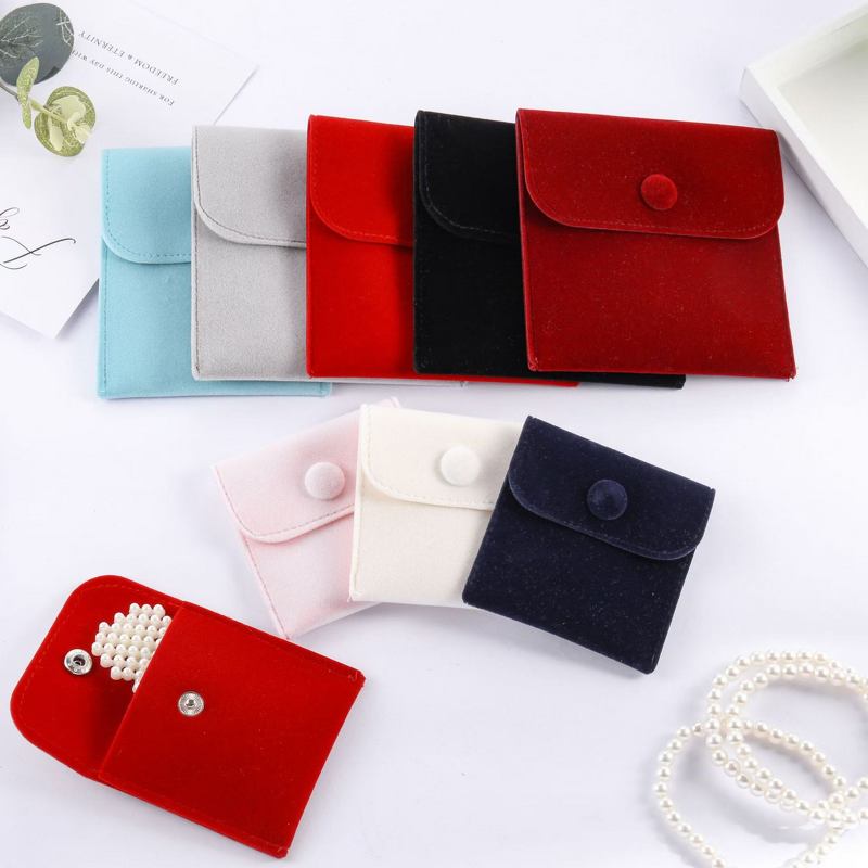 Jewelry Pouches Manufacturer - 20Pcs Bunch Snap Button Velvet Storage for Bracelets Roll Spot Wholesale