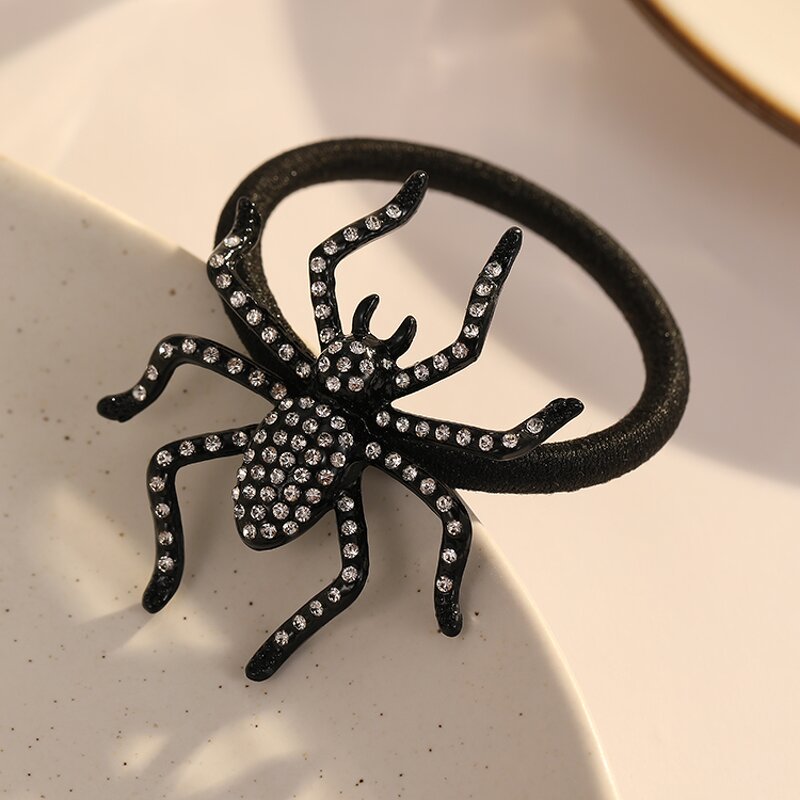 Gothic Hair Accessories Manufacturer - Halloween Personalized Dark Black Alloy Dot Diamond Spider New