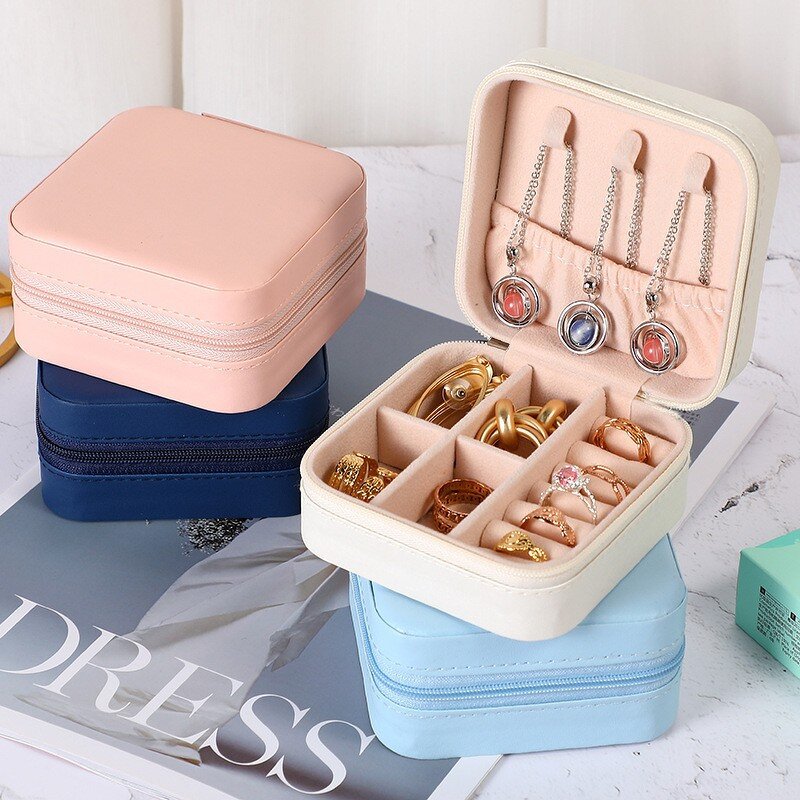 Travel Jewelry Case Manufacturer - Portable Velvet with Zipper for Earring Necklace Storage Boxes