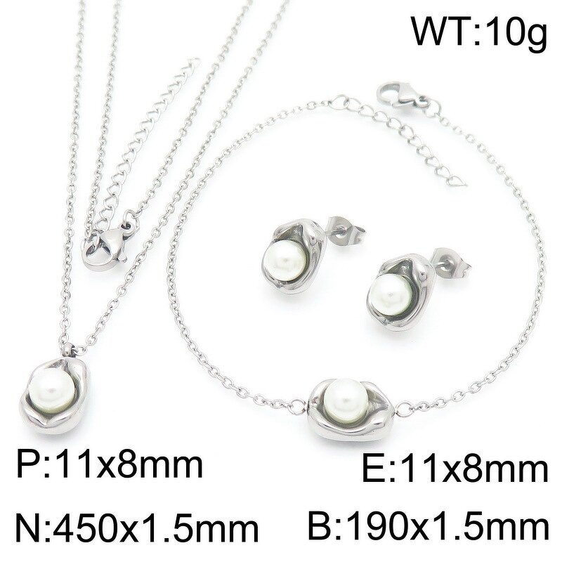Pearl Drop Jewelry Set Manufacturer - High Quality Shell 18K Gold Plated Necklace & Earring Stainless Steel Gift Set