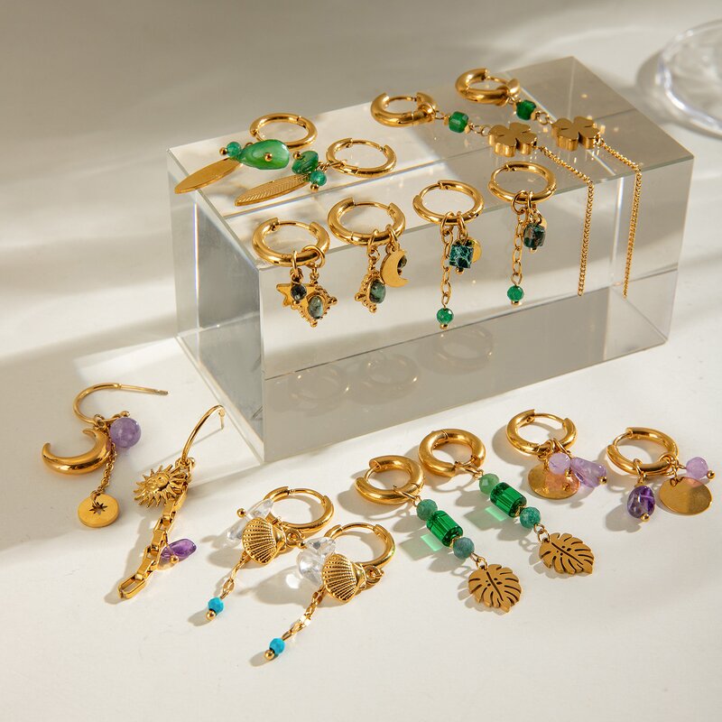 Custom Earring for Women Manufacturer - Waterproof 18K Gold Plated Stainless Steel Trendy Charm Pendant