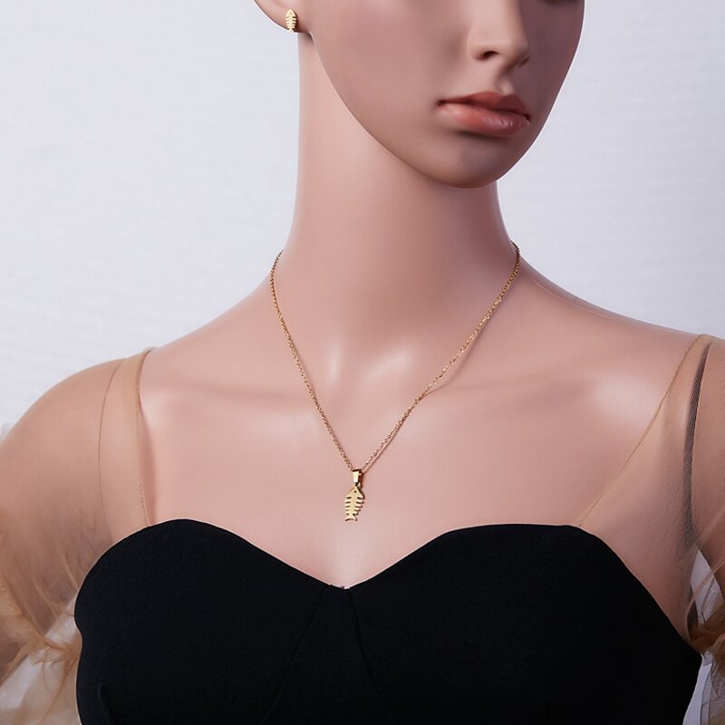 Stainless Steel Jewelry Set Manufacturer - Flower Custom for Women Pendant Necklace Earrings