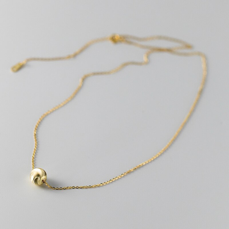 925 Silver Necklaces for Women Manufacturer - 18K Gold Plated Round Ball Pendant Minimalist Jewelry