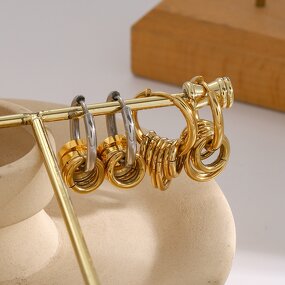 Stainless Steel Hoop Earrings for Women Manufacturer - Hypoallergenic Gold Plated Loop Circle Pendientes Para Mujer