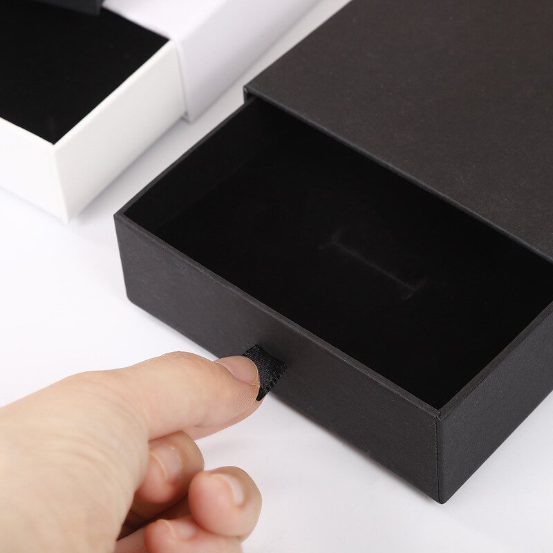 Jewelry Packaging Box Manufacturer - Paper Drawer Style Black White for Necklace Bracelet Storage in Stock