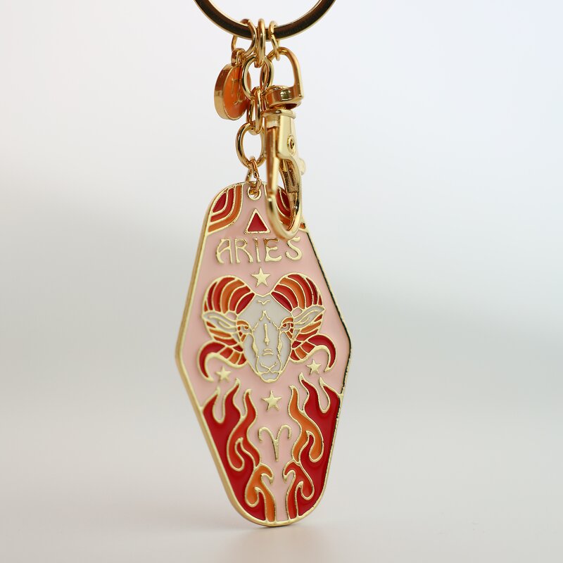 Personalized Zodiac Keyrings Manufacturer - Hard Enamel 70s Motel Horoscope Pendant for Gifts