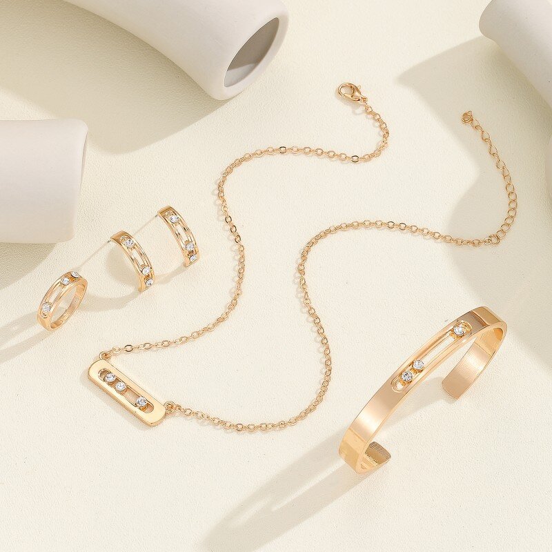 Women's Jewelry Set Manufacturer - 18K Gold Plated Designer Bracelet Necklace Earrings Custom Luxury Waterproof