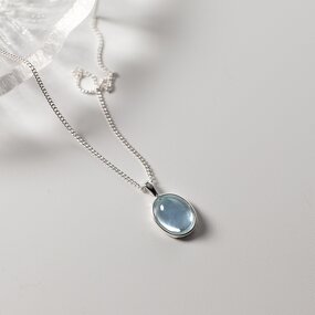 Sterling Silver Pendant Necklace for Women Manufacturer - Natural Aquamarine Stone Charm Minimalist Jewelry
