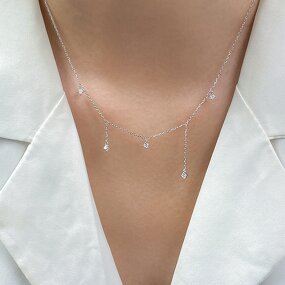 925 Silver Choker Necklace for Women Manufacturer - Zircon Tassel Chain Charm Simple Sweet New Style