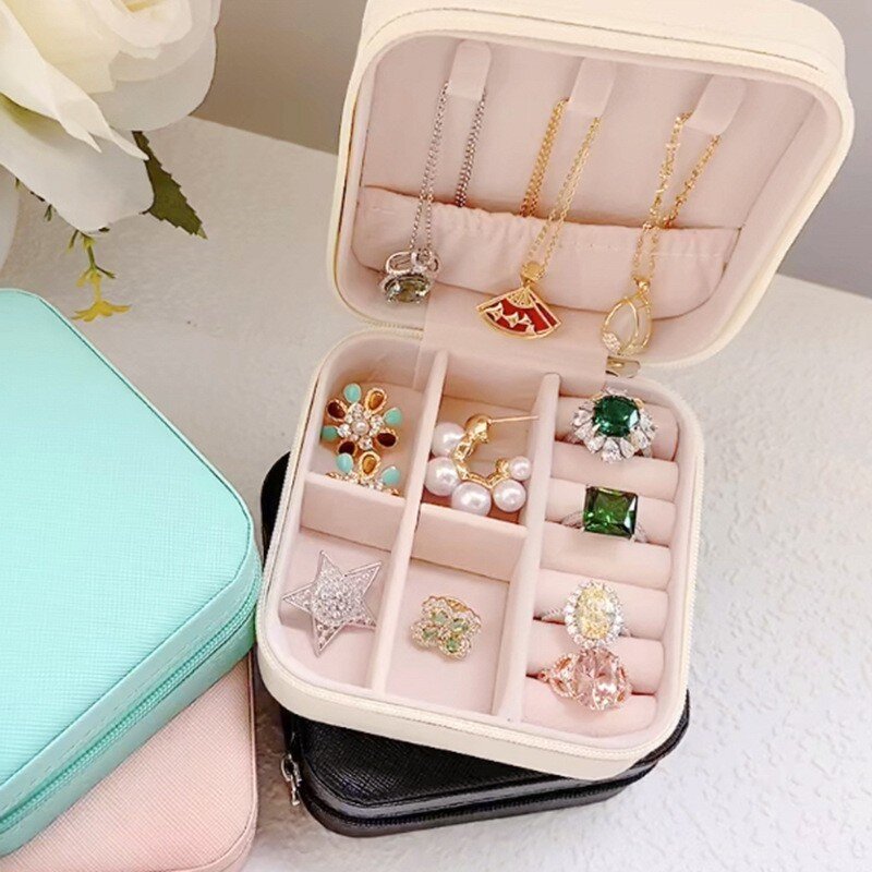 Travel Jewelry Case Manufacturer - Portable Velvet with Zipper for Earring Necklace Storage Boxes