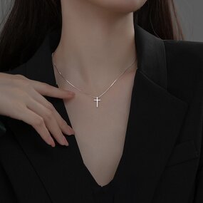 925 Silver Cross Necklace for Women Manufacturer - Pendant for Box Chain Minimalist Jewelry