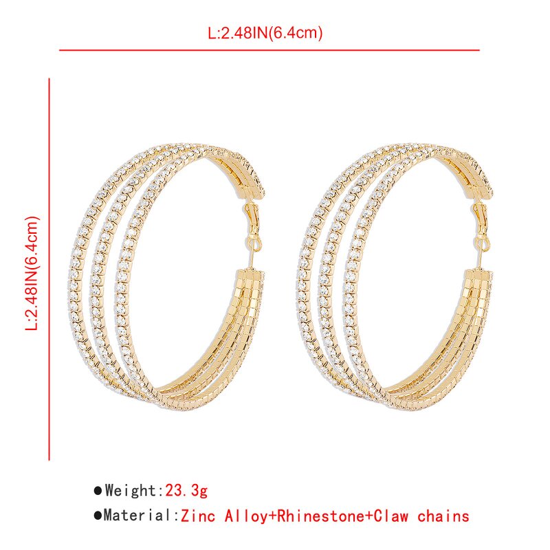 Multi-layer Circle Earrings for Women Manufacturer - Alloy Europe Full of Diamonds Retro Sexy Personalized Jewelry