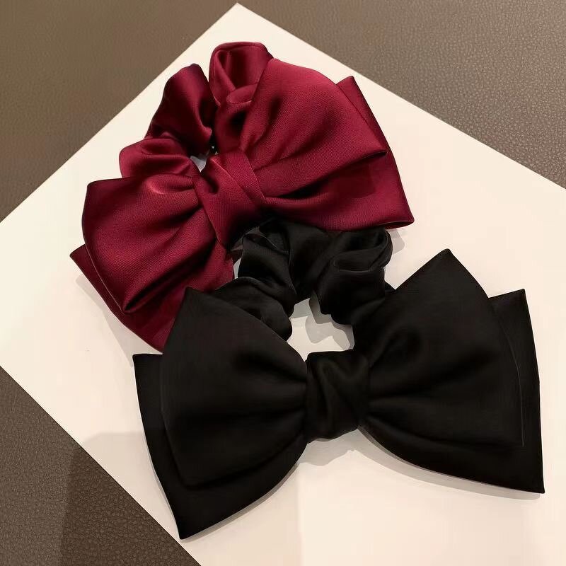 Women's Hairbands Manufacturer - Burgundy Red Princess Bow Large High End Satin Bow Tie Headdress for Girl