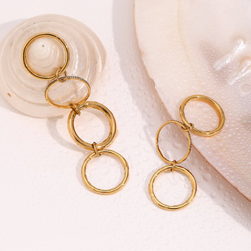 Stainless Steel Jewelry Rings for Women Manufacturer - Waterproof 18k Gold Plated Multilayer Zircon Classic Rings