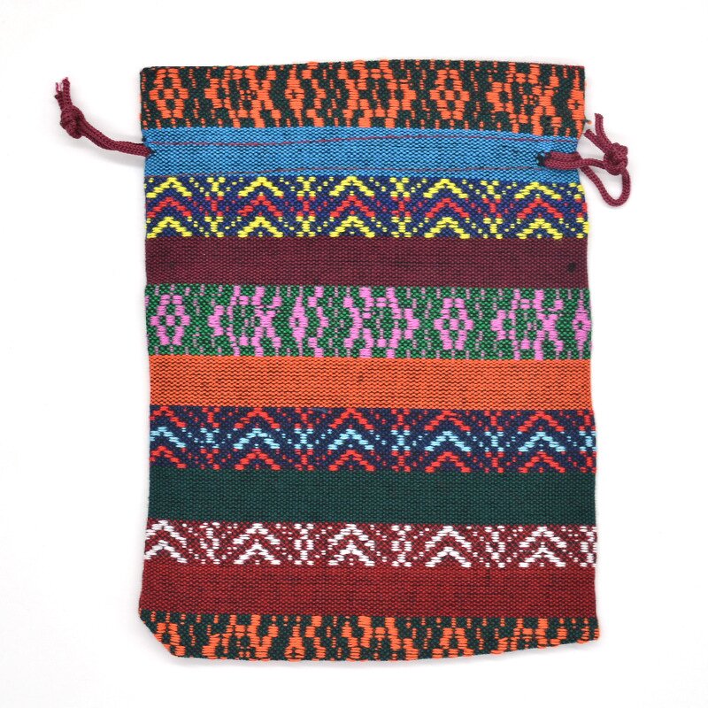 Jewelry Storage Bag Manufacturer - Mexican Striped Cotton Cloth Coin Pouch Packaging Ethnic Style Drawstring