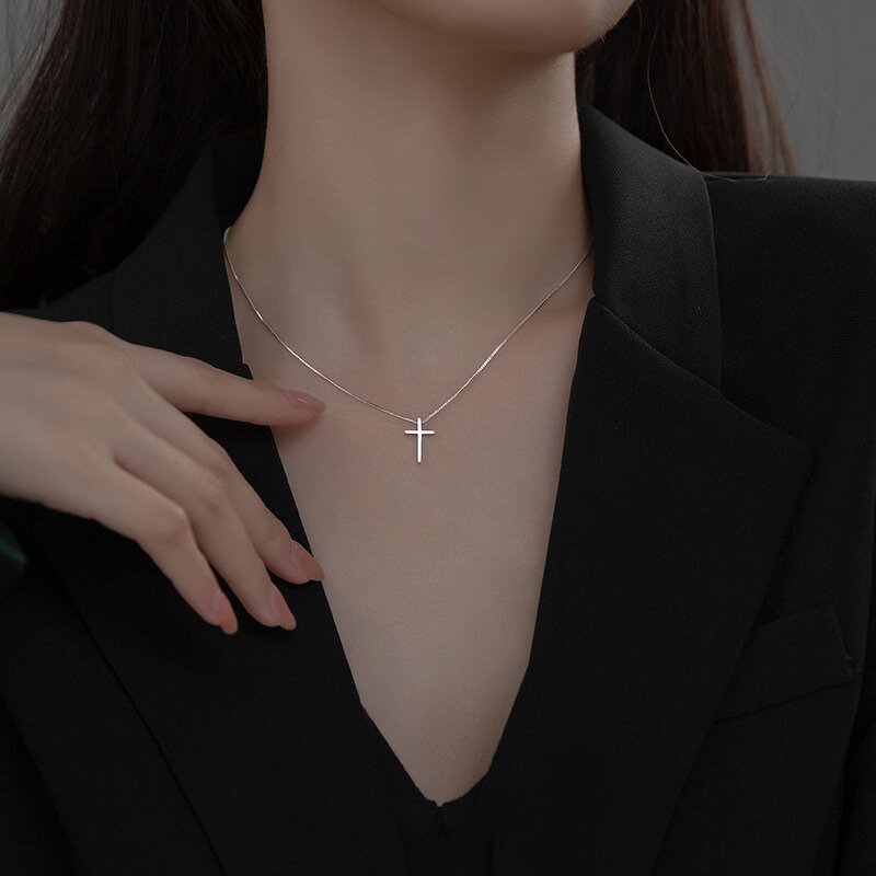 925 Silver Cross Necklace for Women Manufacturer - Pendant for Box Chain Minimalist Jewelry