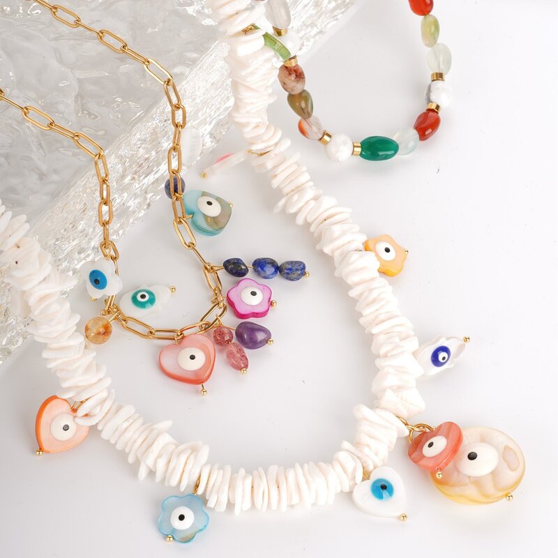 Bohemian Necklaces Manufacturer - Natural Shells Turkish Eye Beaded New Hot Selling