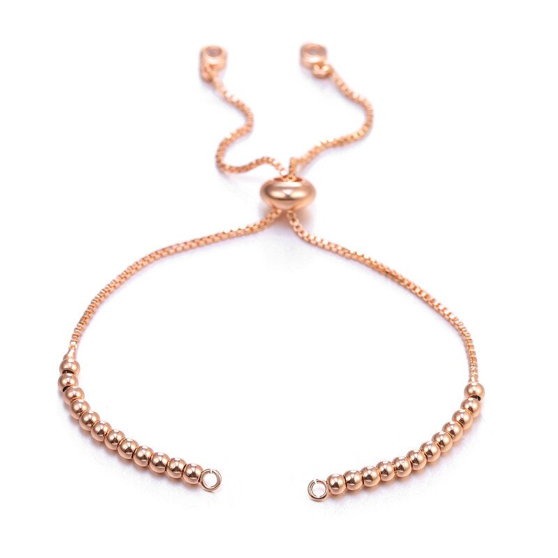 DIY Bracelet Accessories Manufacturer - 18K Gold Plated Pull-Out Half-Finished Box Chain Adjustable with Beads Cord